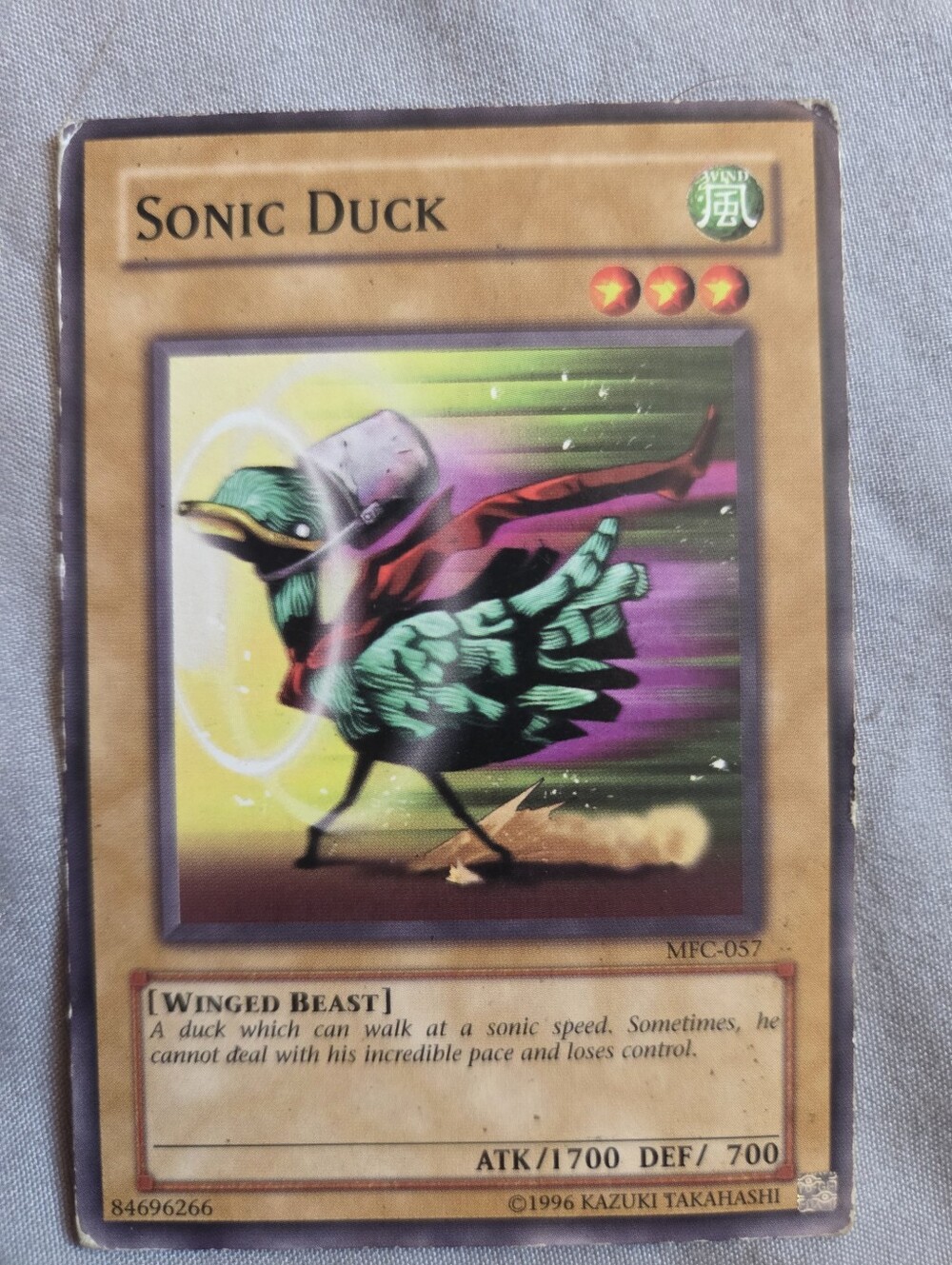 Sonic Duck Yu-Gi-Oh! Trading Card - Teal & Purple Artwork